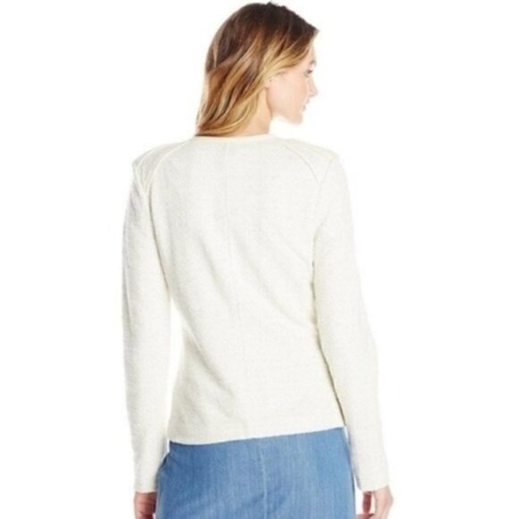 Tart Collections Jacket Shacket M Hale Boucle Tweed Terry Cloth Off White Pocket - Picture 7 of 10